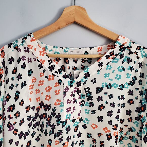 Van Heusen Colorful Animal Print Sheer Lightweight Pullover Top Size L - Picture 3 of 7